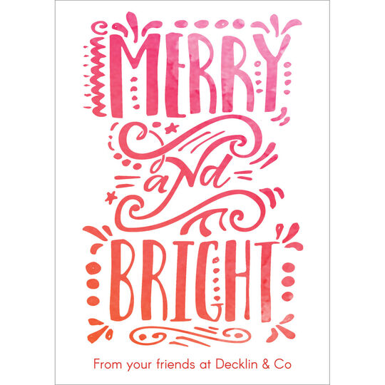 Merry and Bright Ombre Flat Holiday Cards